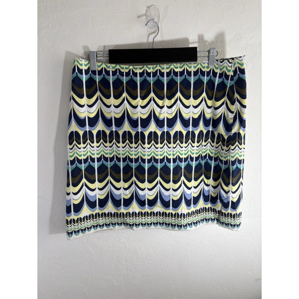 Talbots Women's Sz 16 Geometric Scallop Print Pencil Short Skirt Lined Side Zip